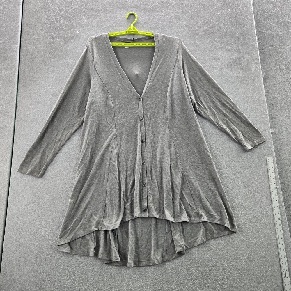 Torrid Women Cardigan 4 Gray V-Neck Button Front Duster READ